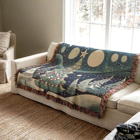 Festive Throw Blanket – Christmas Tree Blanket With Fringed Edge For Cozy Winter Nights - timelessbohochic.com