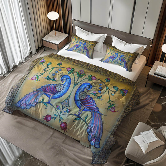 Armenian Birds Duvet Cover - Haykakan Pattern Bedding Set With Decorative Pillowcases - timelessbohochic.com