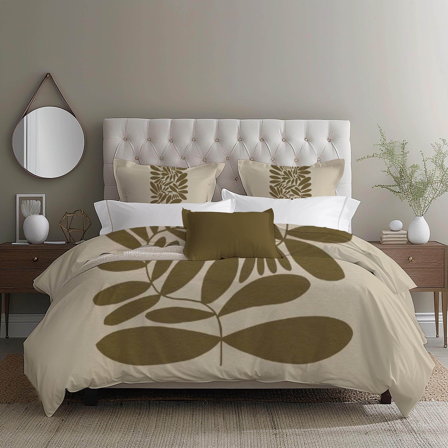 Mid Century Modern Bedding - Linden Tree Pattern Duvet Cover Set with Lime Tree Design - timelessbohochic.com