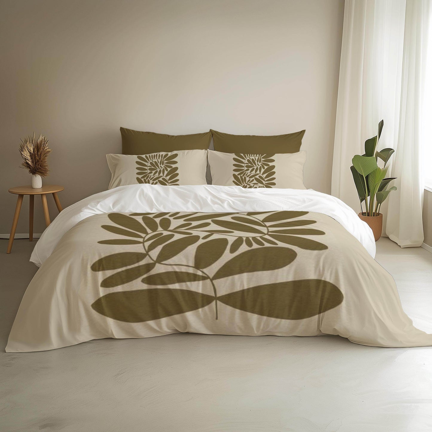 Mid Century Modern Bedding - Linden Tree Pattern Duvet Cover Set with Lime Tree Design - timelessbohochic.com