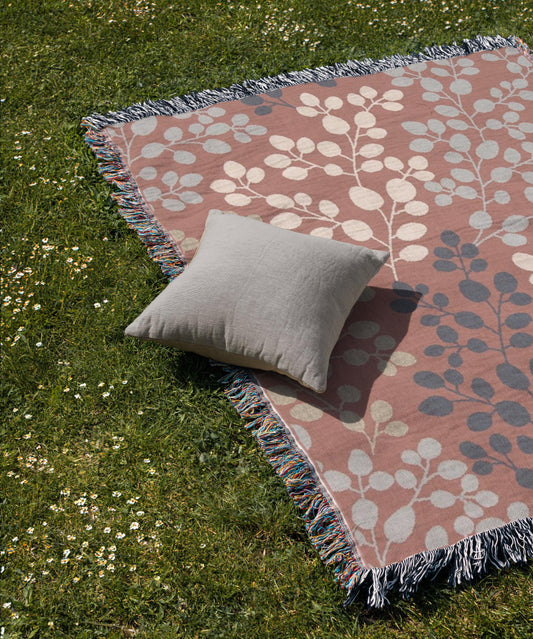 Modern Throw Blanket Set – Woven Cotton Throw with Accent Pillow Set, Minimalist Bedding Decor