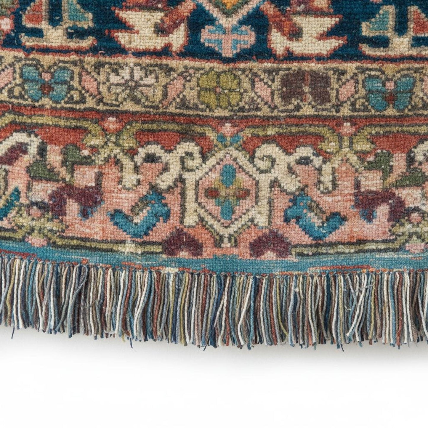 Anatolian Inspired woven wall tapestry with rug-style pattern styled as textile wall decor