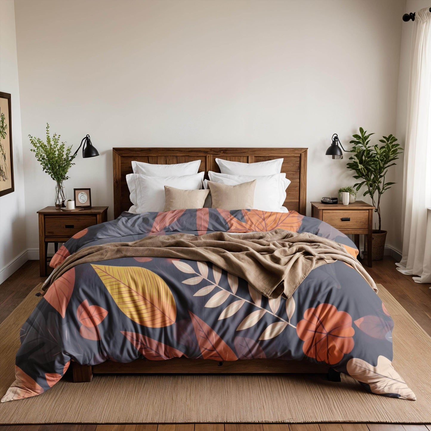 Harvest Season Bedding - Soft Breathable 3 Piece Fall Bedding Set With Leaf Print Duvet - timelessbohochic.com