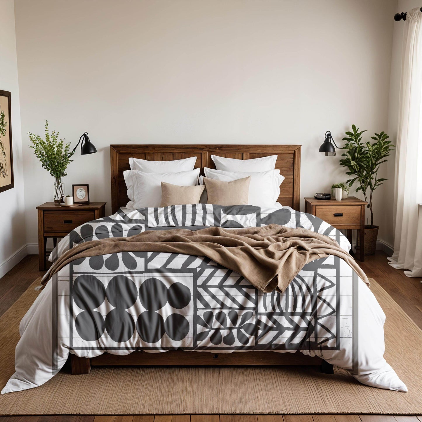 Modern Bedding Set - Geometric Duvet Cover with Zipper Closure & Stylish Pillowcases - timelessbohochic.com