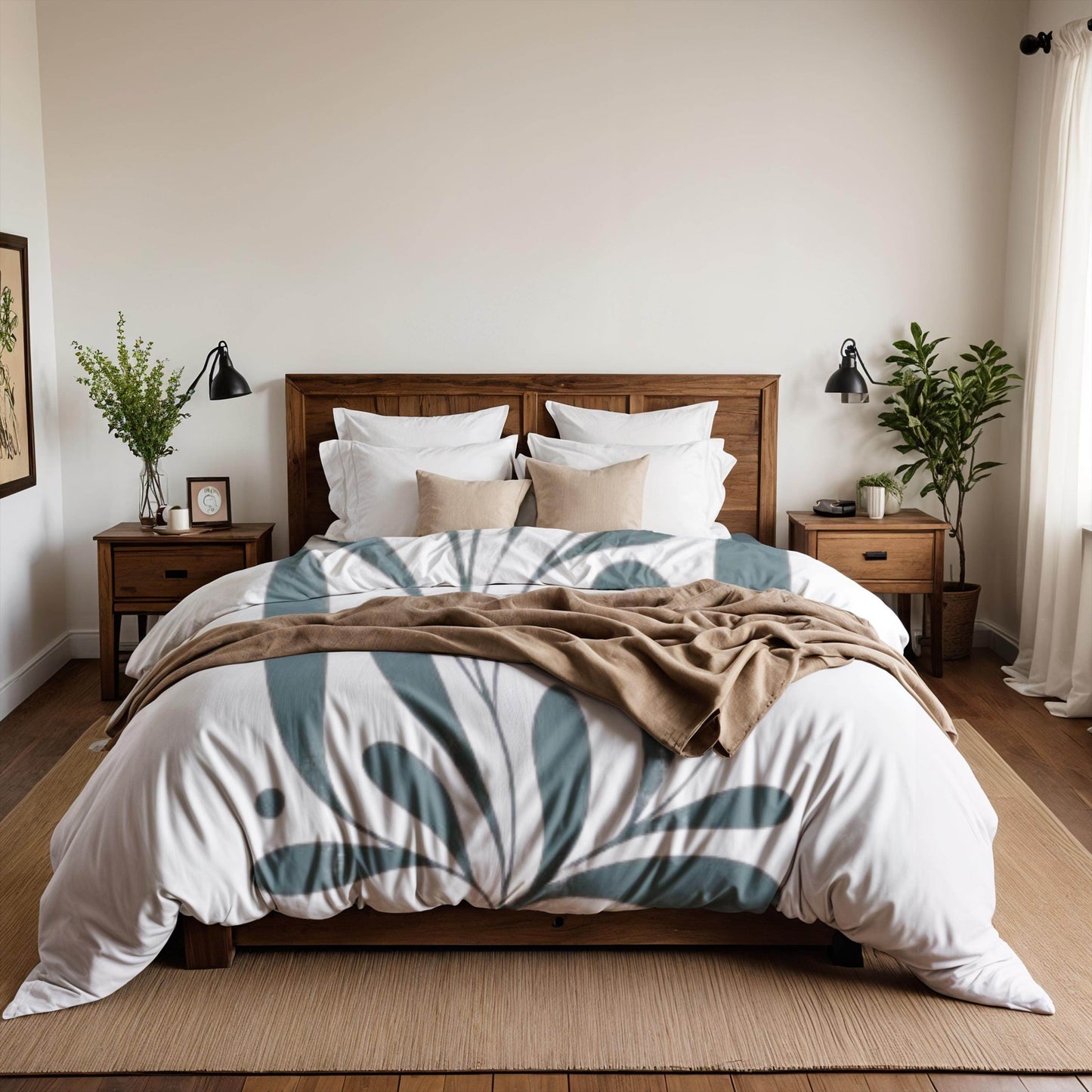 Floral Duvet Cover - Mid Century Bedding Set With Soft Breathable Polyester & Decorative Pillowcases - timelessbohochic.com