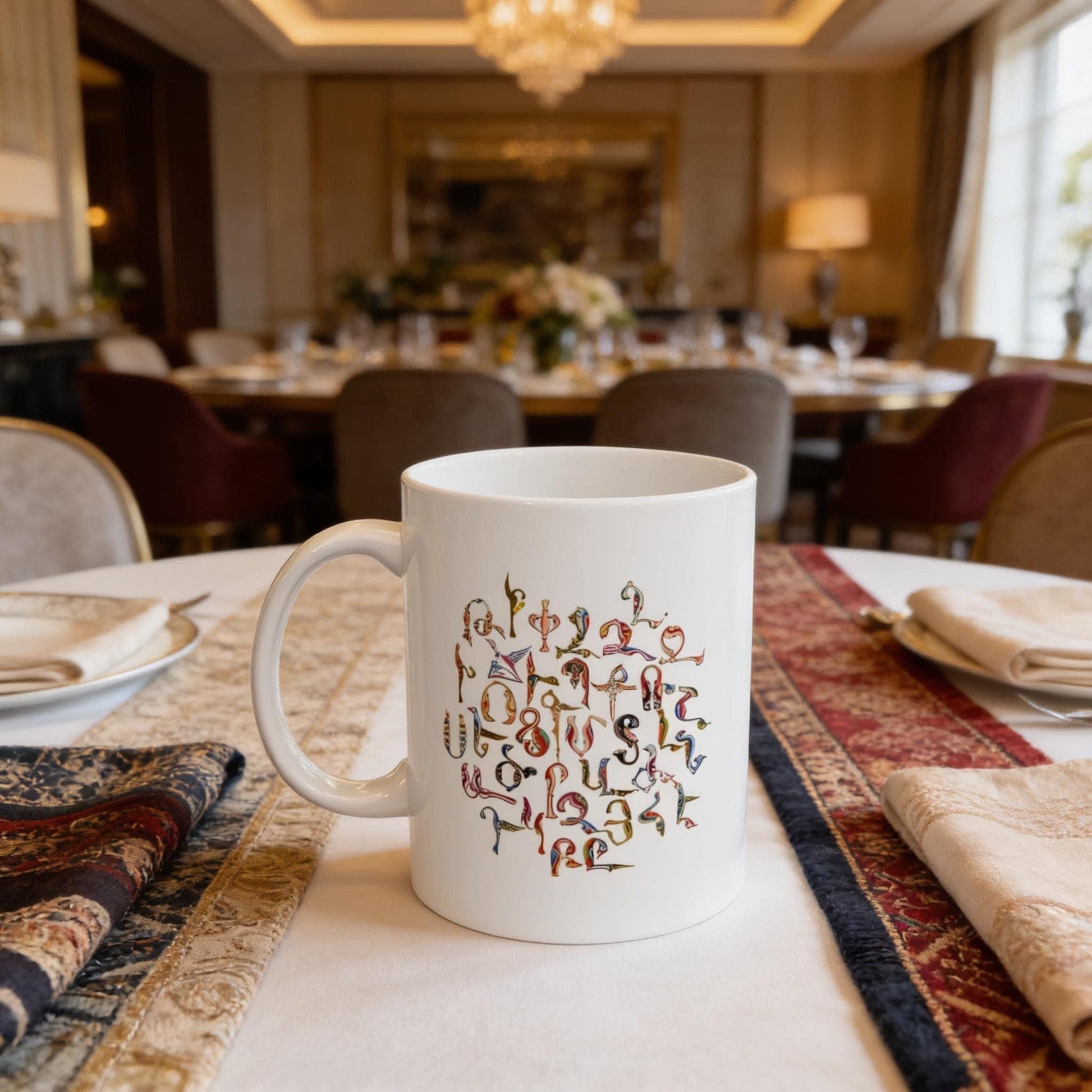 Armenian Alphabet Ceramic Mug – Diaspora Heritage Gift - timelessbohochic.com