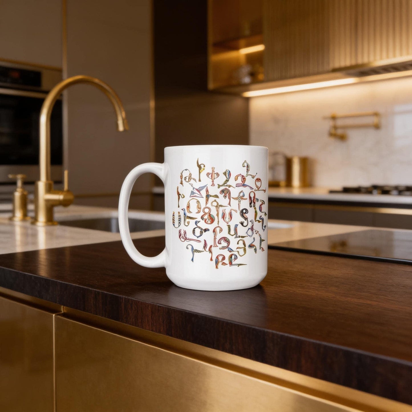 Armenian Alphabet Ceramic Mug – Diaspora Heritage Gift - timelessbohochic.com