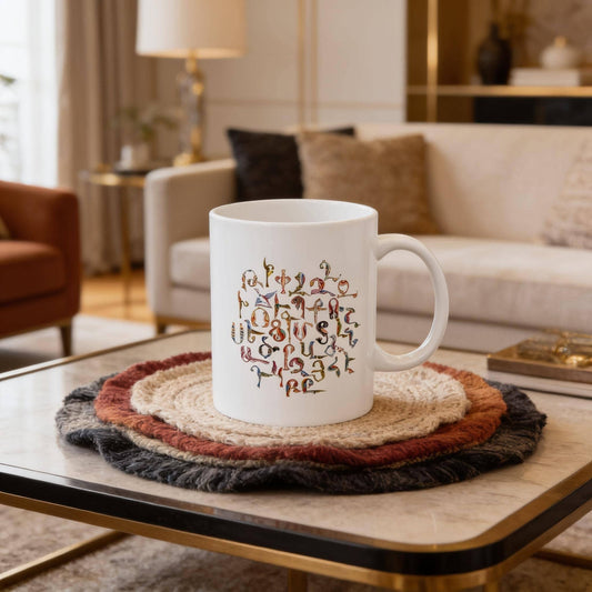 Armenian Alphabet Ceramic Mug – Diaspora Heritage Gift - timelessbohochic.com