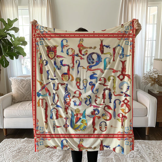 Armenian Alphabet Plush Velveteen Blanket – Christening Gift - timelessbohochic.com