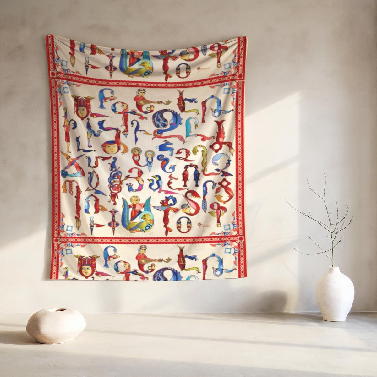 Armenian Alphabet Plush Velveteen Blanket – Christening Gift