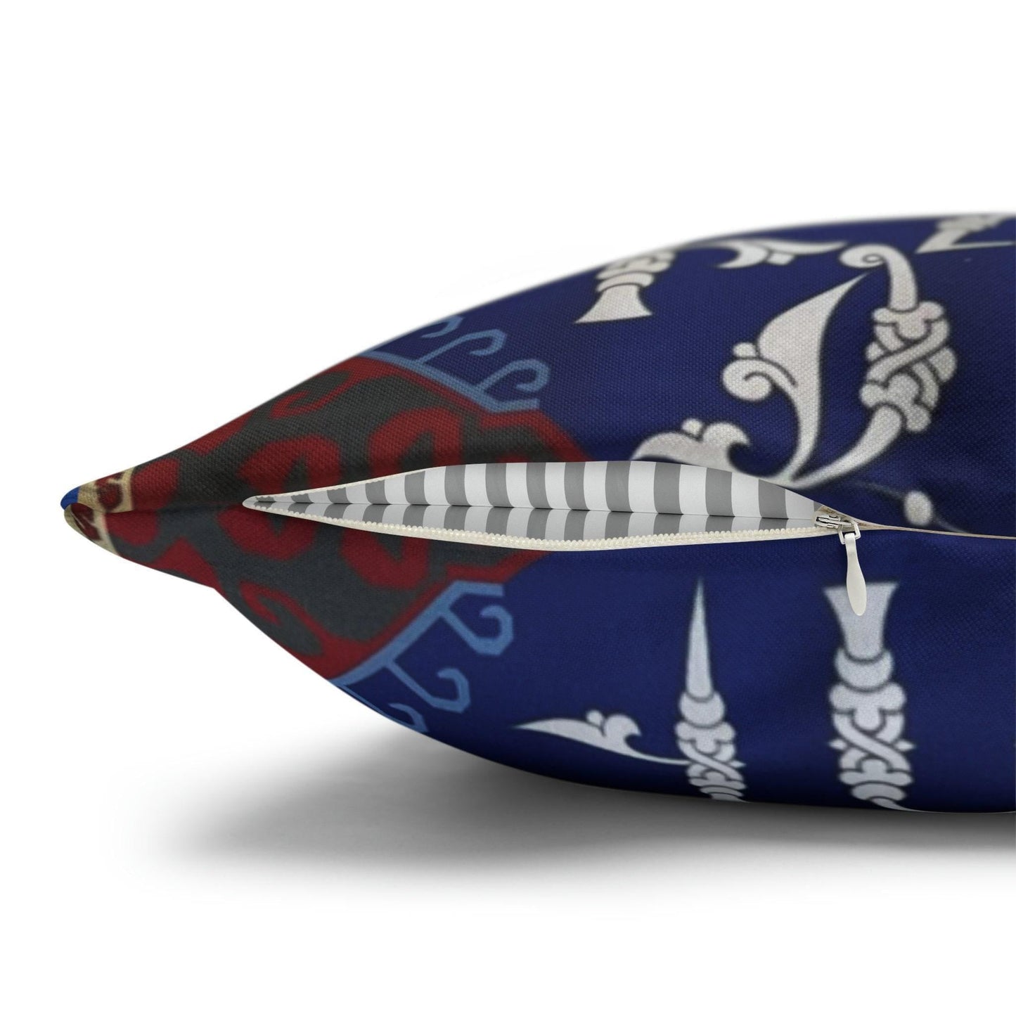 Armenian Alphabet Square Pillow Cover, Blue & White Heritage Decor - timelessbohochic.com