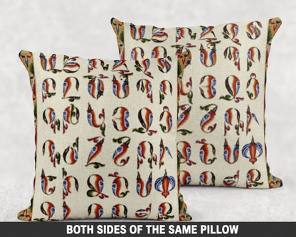Armenian Alphabet Throw Pillow – Abstract Multicolor - timelessbohochic.com
