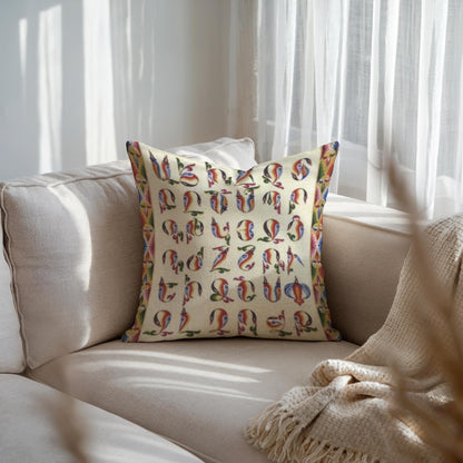Armenian Alphabet Throw Pillow Set – Abstract Multicolor - timelessbohochic.com