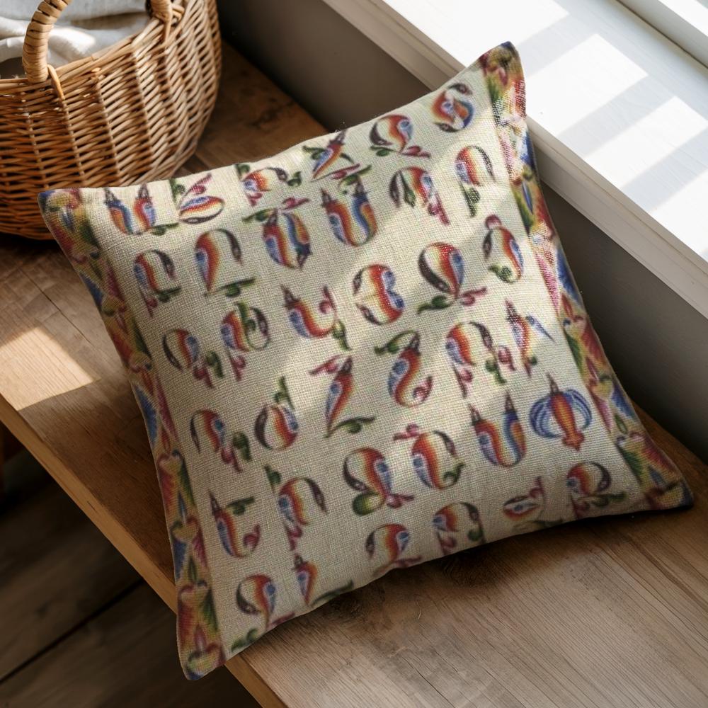 Armenian Alphabet Throw Pillow Set – Abstract Multicolor - timelessbohochic.com
