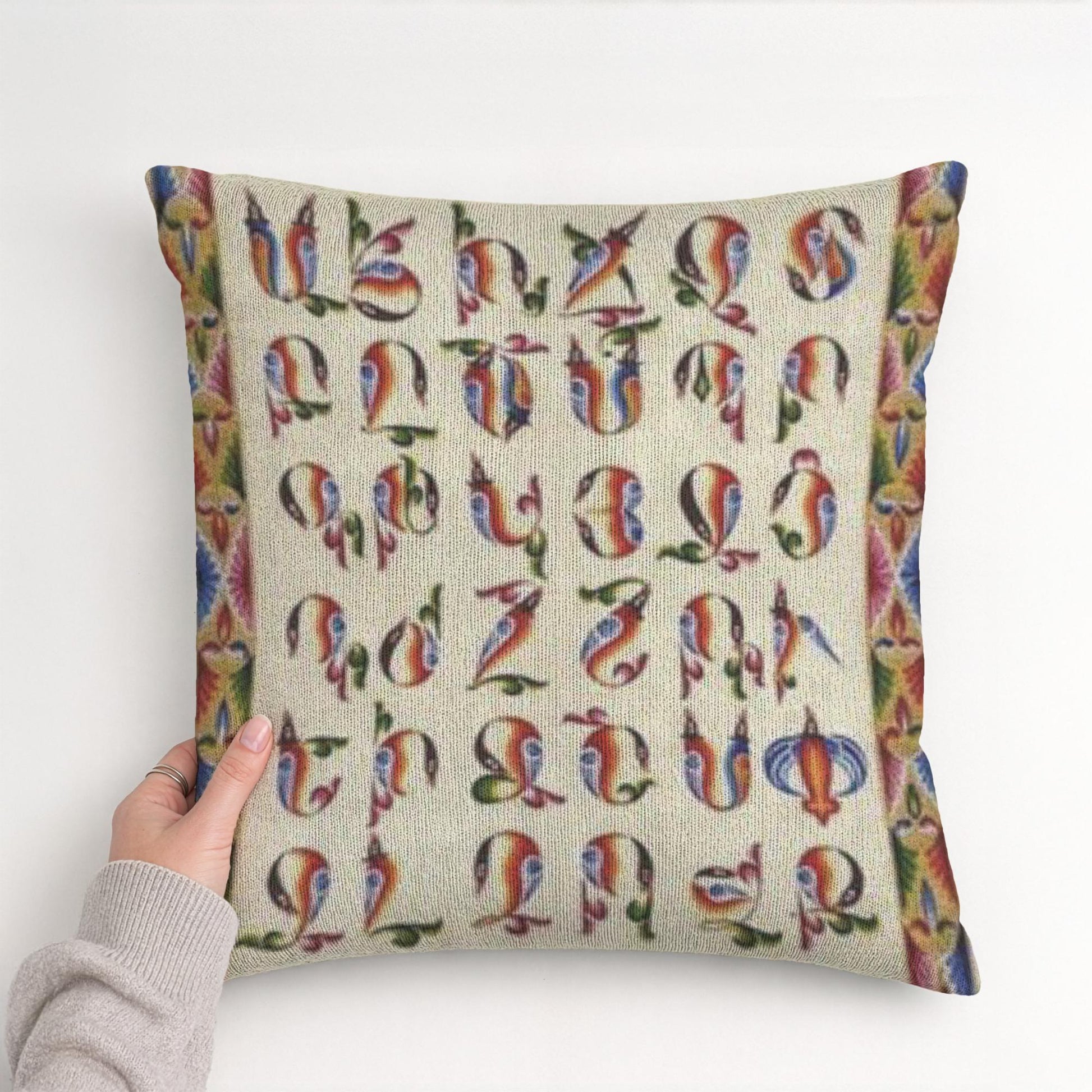 Armenian Alphabet Throw Pillow Set – Abstract Multicolor - timelessbohochic.com