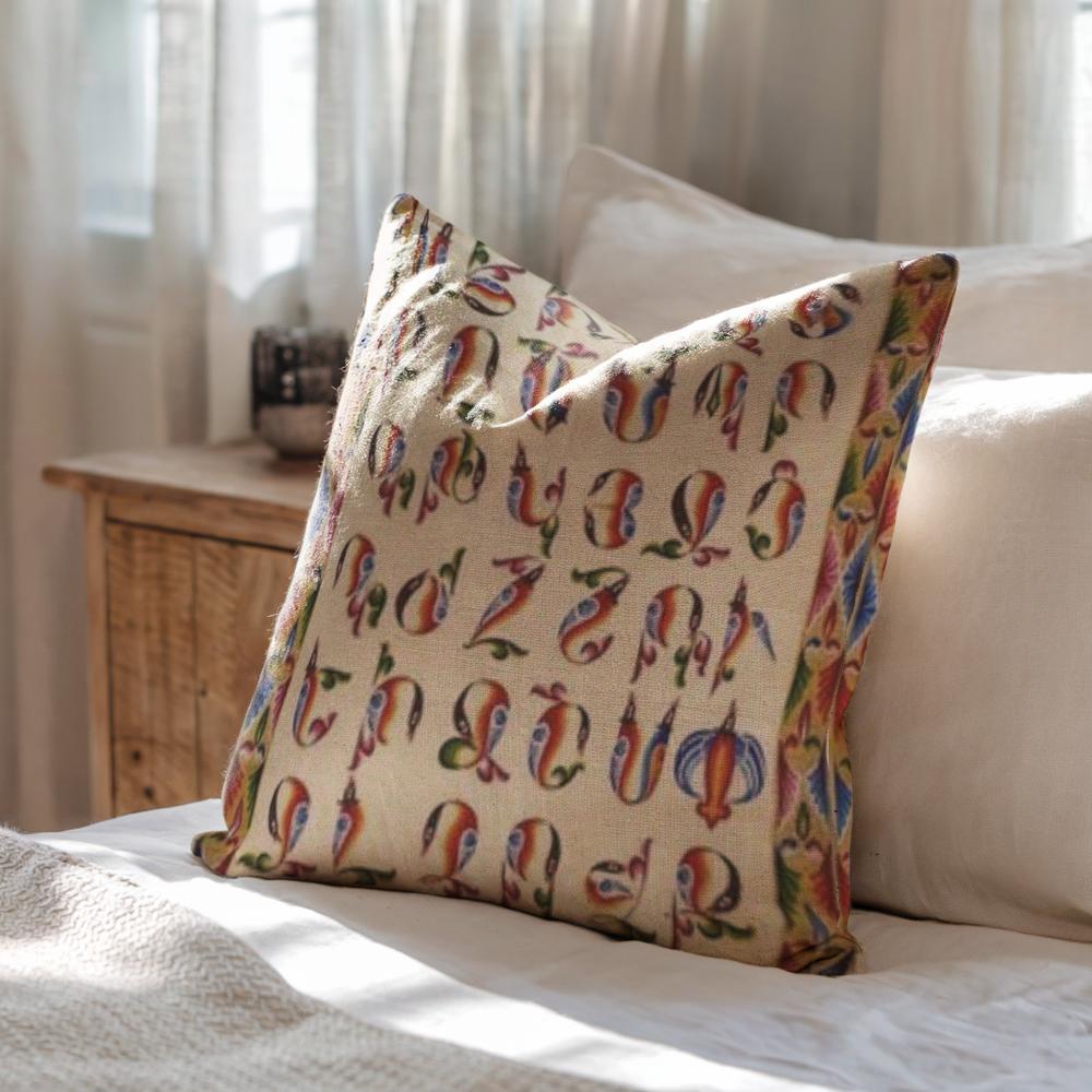 Armenian Alphabet Throw Pillow Set – Abstract Multicolor - timelessbohochic.com