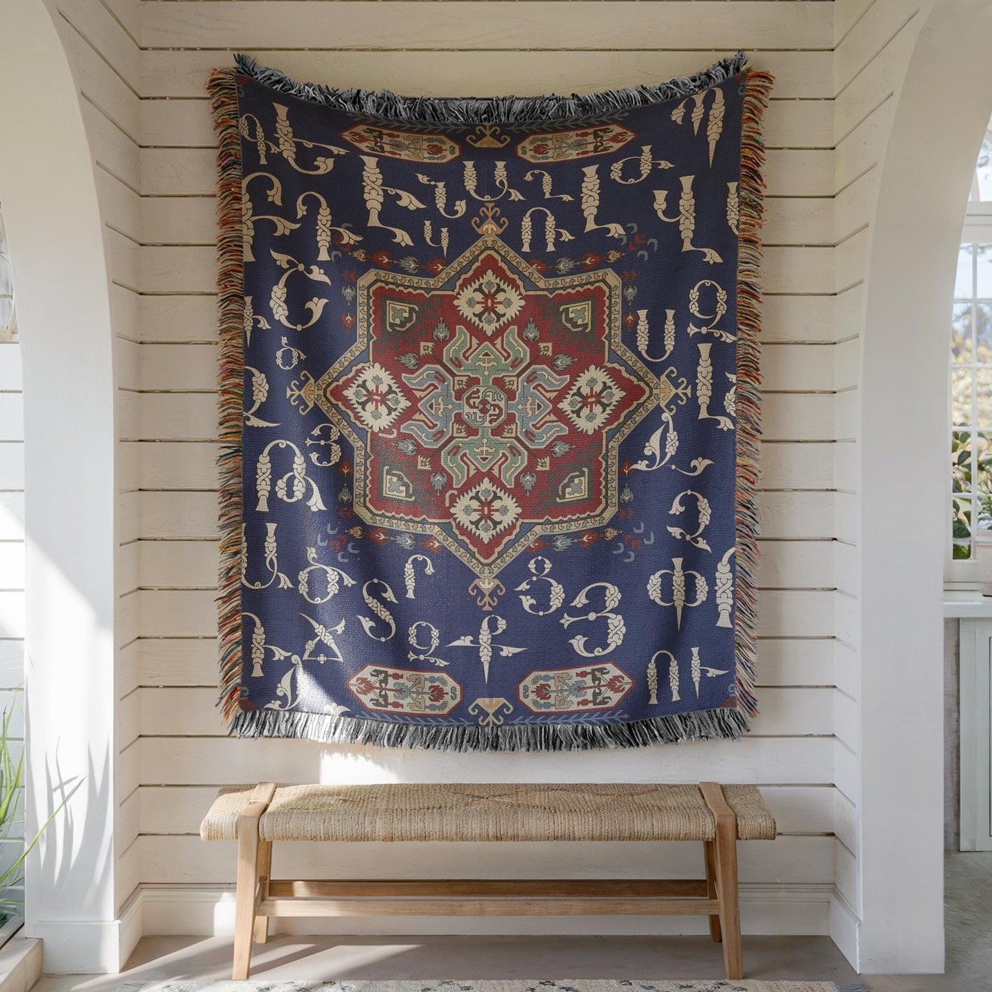 Armenian Alphabet Woven Cotton Blanket Alphabet 3 – Diaspora Heritage Gift