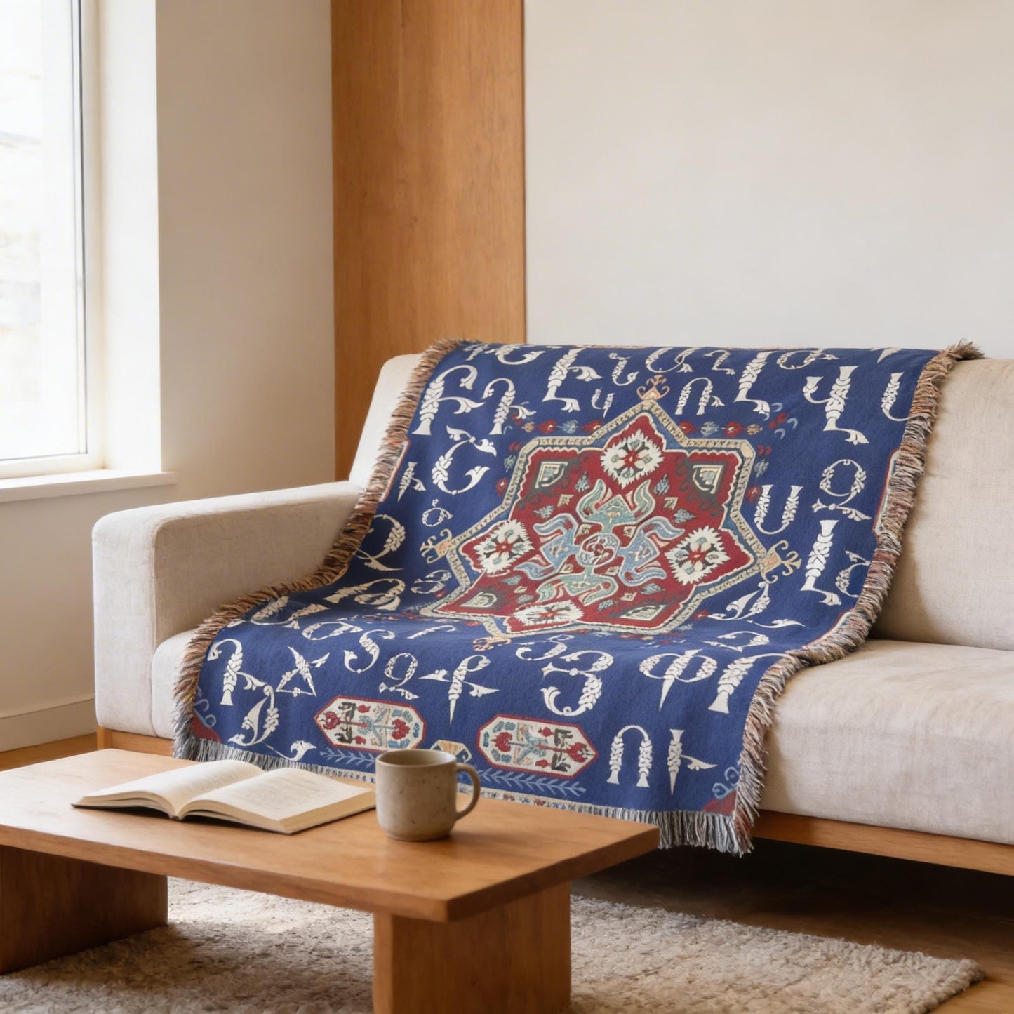 Armenian Alphabet Woven Cotton Blanket Alphabet 3 – Diaspora Heritage Gift