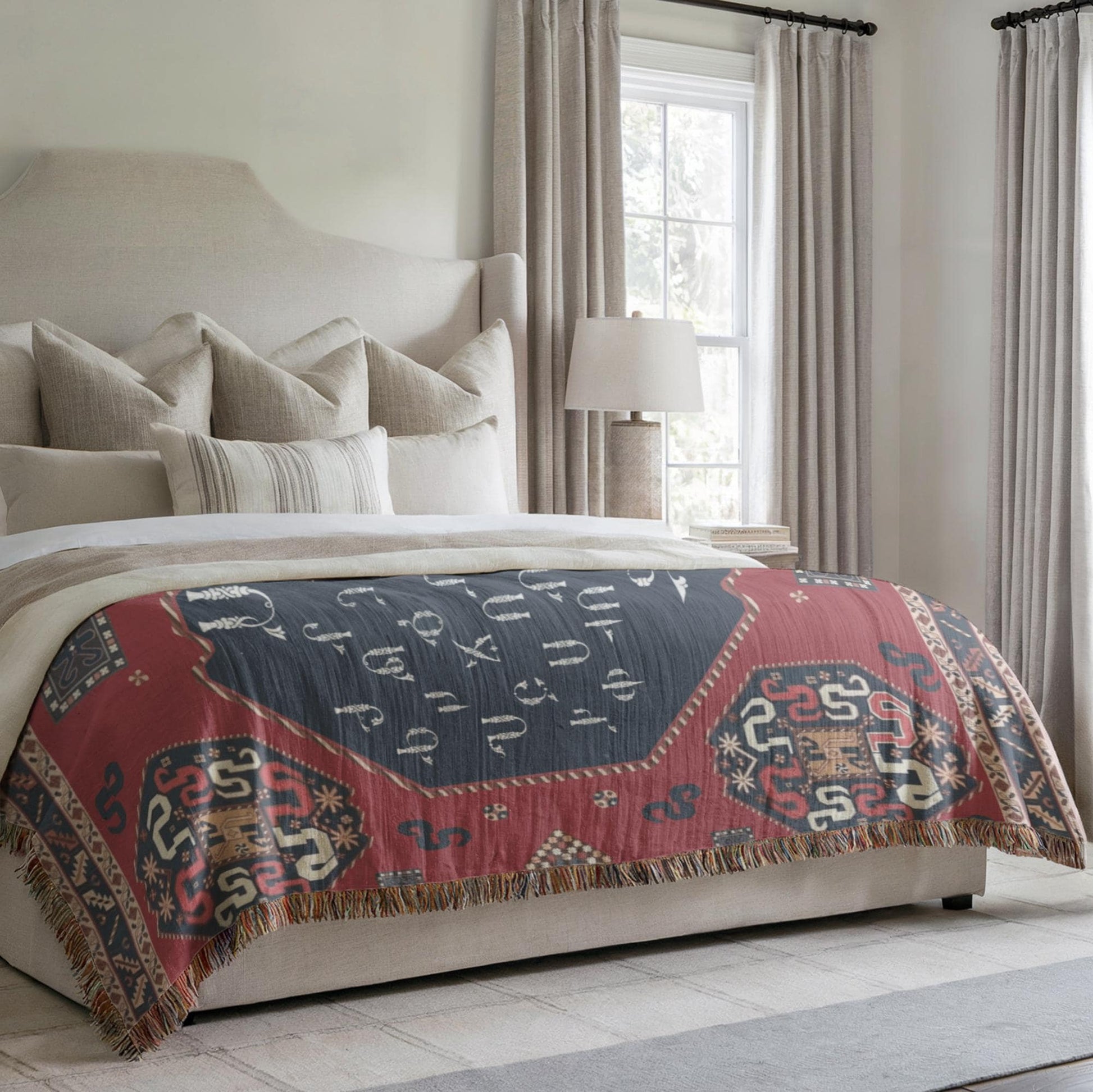 Armenian Alphabet Woven Cotton Blanket Alphabet – Diaspora Heritage Gift - timelessbohochic.com