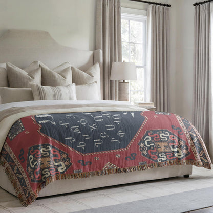 Armenian Alphabet Woven Cotton Blanket Alphabet – Diaspora Heritage Gift - timelessbohochic.com