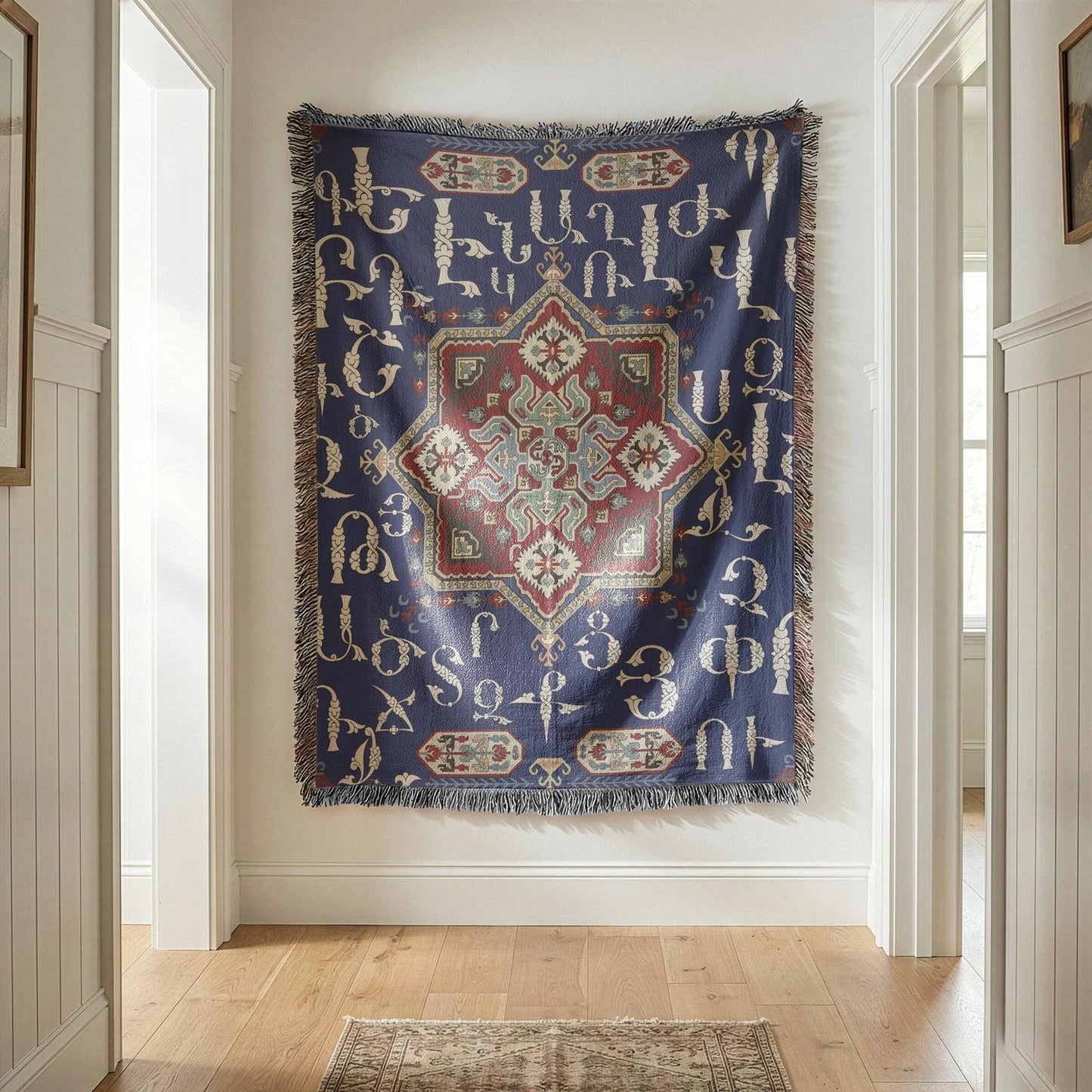 Armenian Alphabet Woven Cotton Blanket Alphabet – Diaspora Heritage Gift - timelessbohochic.com