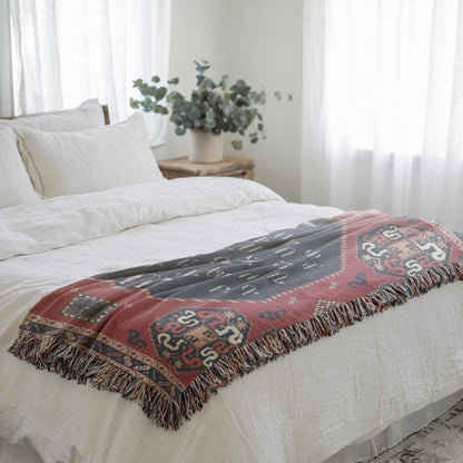 Armenian Alphabet Woven Cotton Blanket Alphabet – Diaspora Heritage Gift - timelessbohochic.com