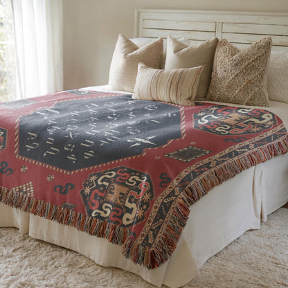Armenian Alphabet Woven Cotton Blanket Alphabet – Diaspora Heritage Gift - timelessbohochic.com