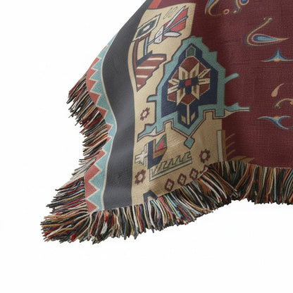 Armenian Alphabet Woven Cotton Blanket – Diaspora Heritage Gift - timelessbohochic.com