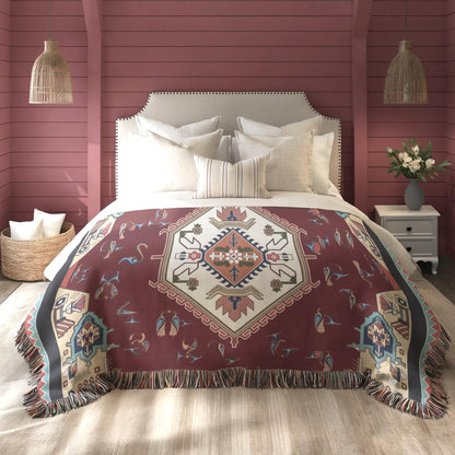 Armenian Alphabet Woven Cotton Blanket – Diaspora Heritage Gift - timelessbohochic.com