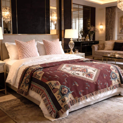 Armenian Alphabet Woven Cotton Blanket – Diaspora Heritage Gift - timelessbohochic.com