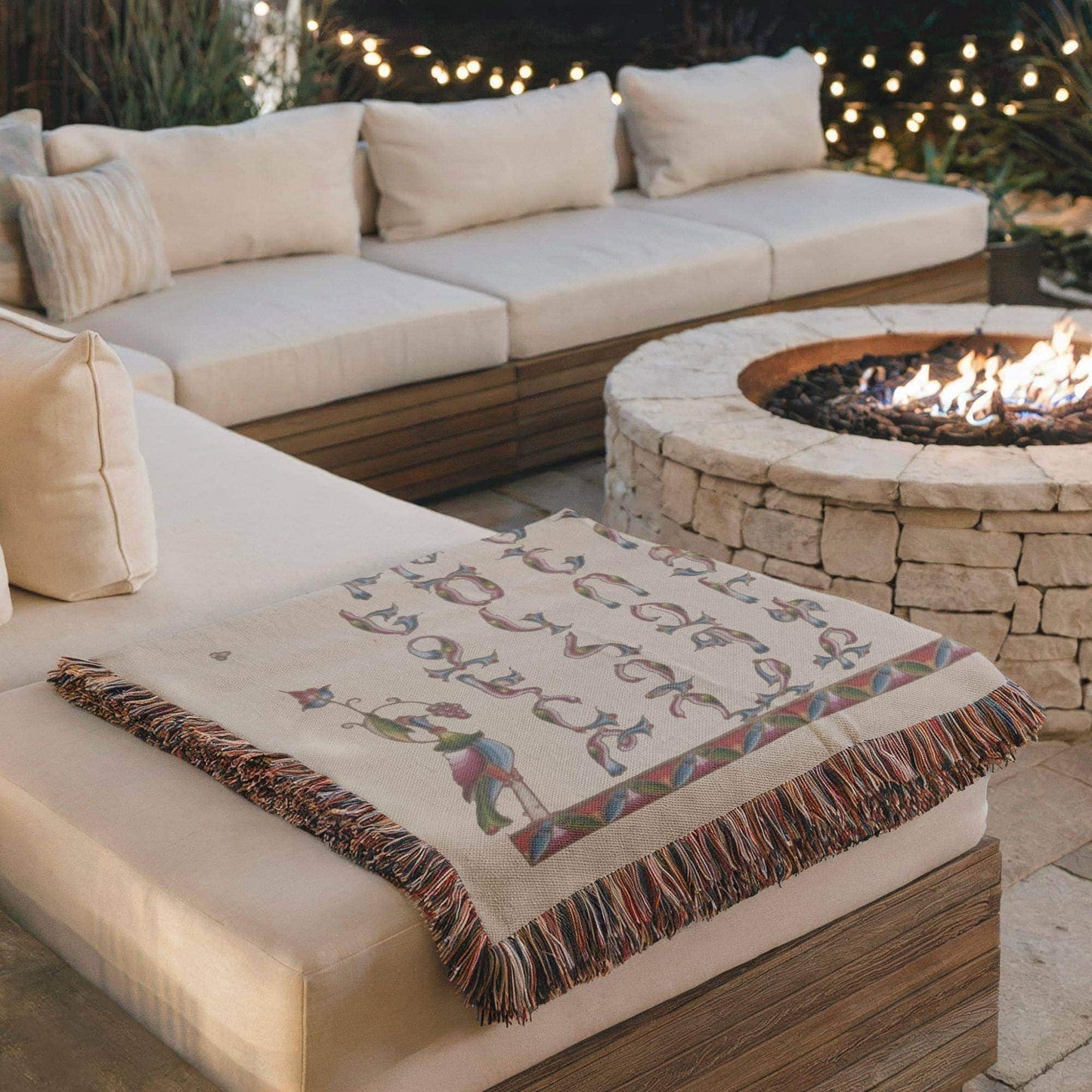 Armenian Alphabet Woven Cotton Blanket Illuminated – Diaspora Heritage Gift - timelessbohochic.com