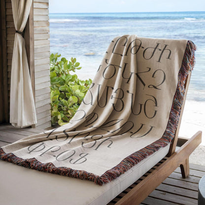 Armenian Alphabet Woven Cotton Blanket Letters – Diaspora Heritage Gift - timelessbohochic.com