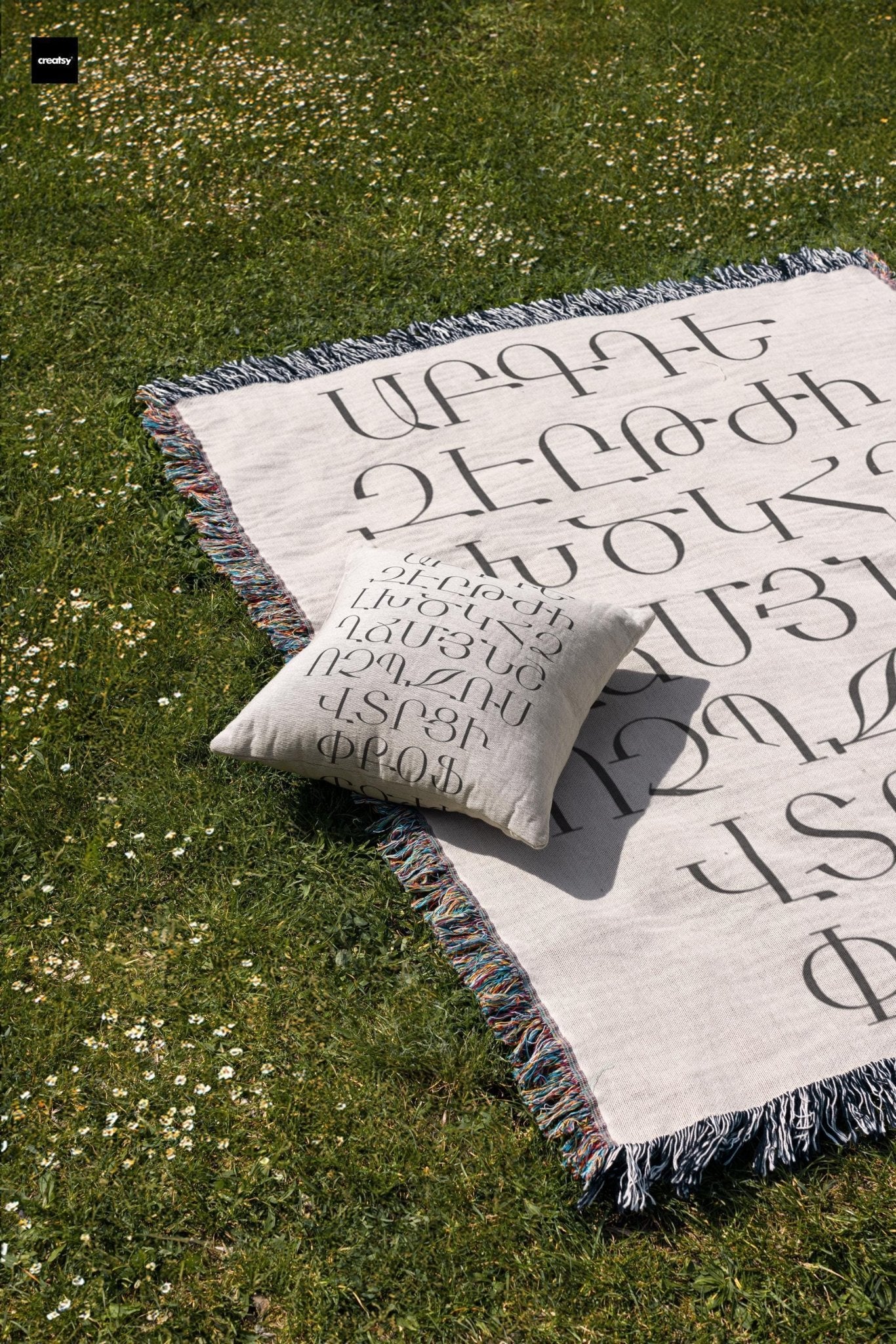 Armenian Alphabet Woven Cotton Blanket Letters – Diaspora Heritage Gift - timelessbohochic.com