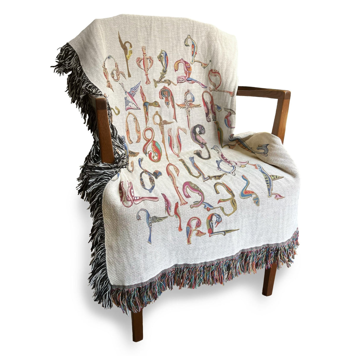 Armenian Alphabet Woven Cotton Blanket Trchnakir – Diaspora Heritage Gift - timelessbohochic.com