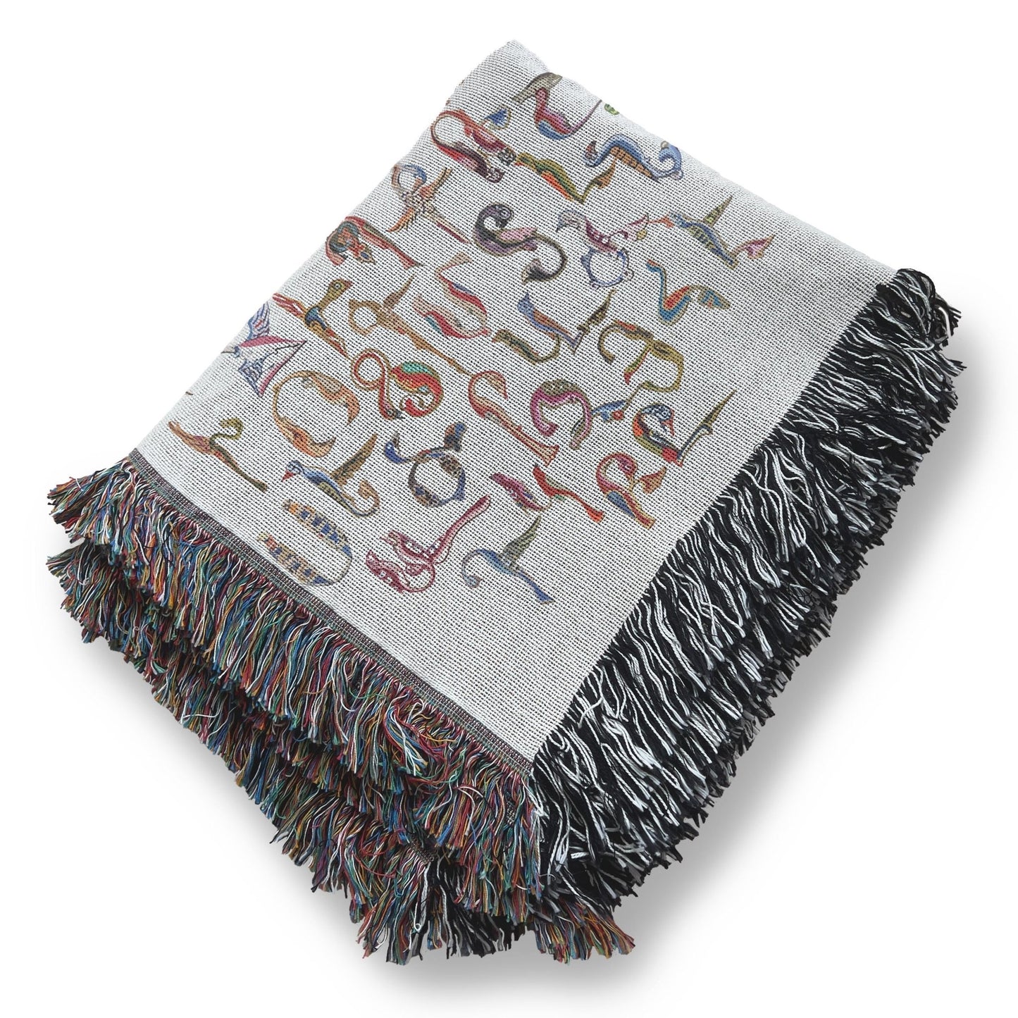 Armenian Alphabet Woven Cotton Blanket Trchnakir – Diaspora Heritage Gift - timelessbohochic.com
