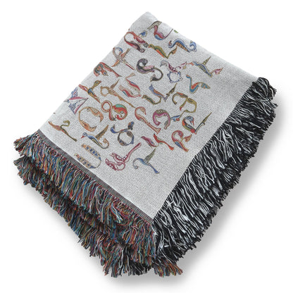 Armenian Alphabet Woven Cotton Blanket Trchnakir – Diaspora Heritage Gift - timelessbohochic.com