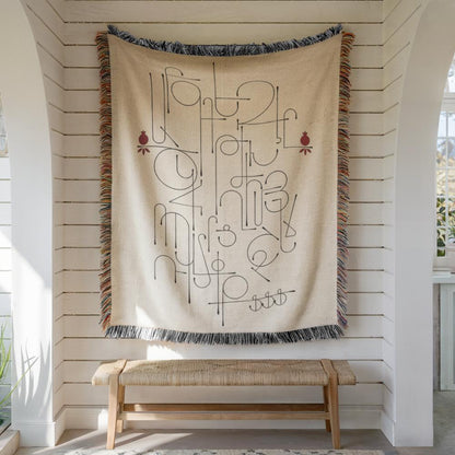 Armenian Alphabet Woven Wall Tapestry – Black, White & Red - timelessbohochic.com