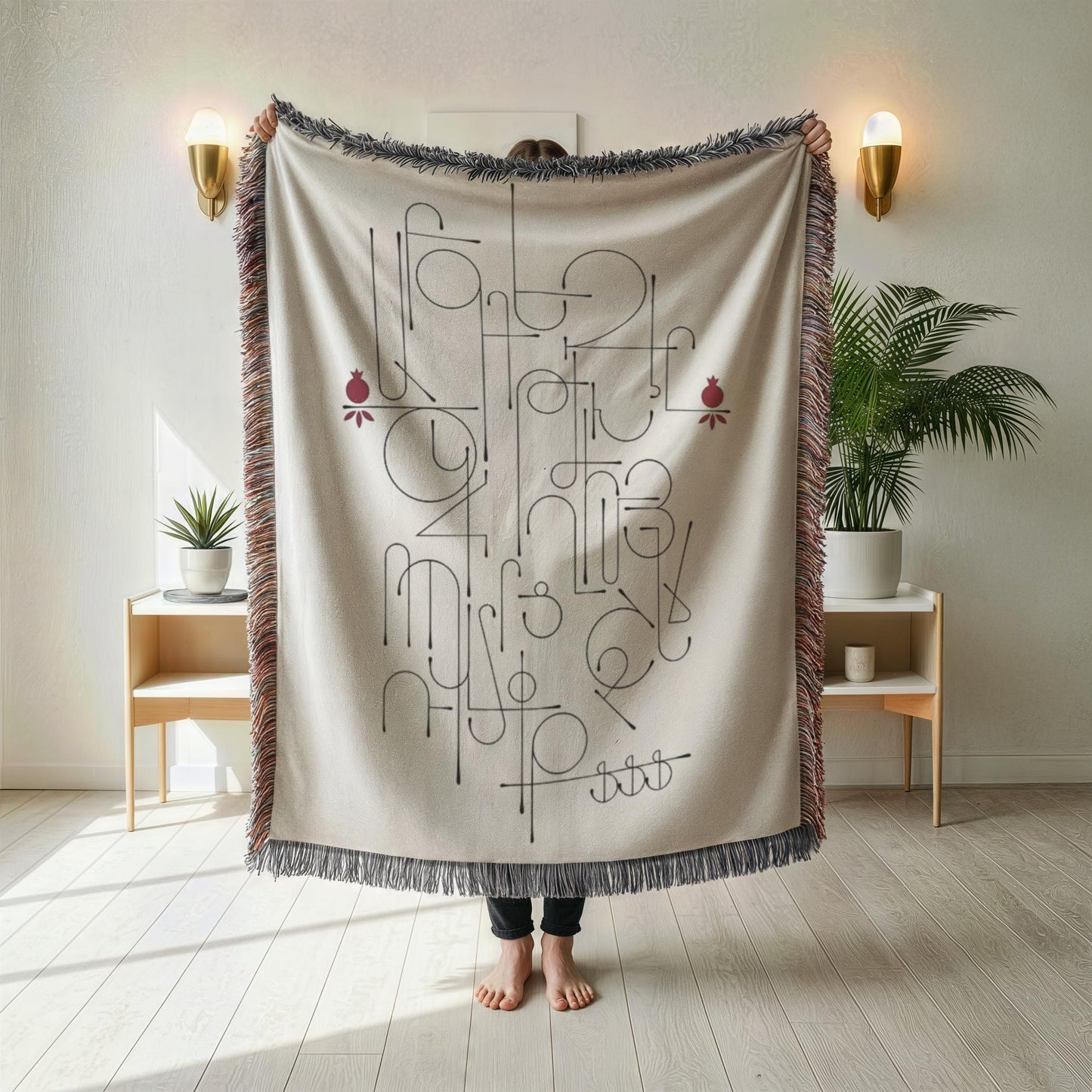 Armenian Alphabet Woven Wall Tapestry – Black, White & Red - timelessbohochic.com