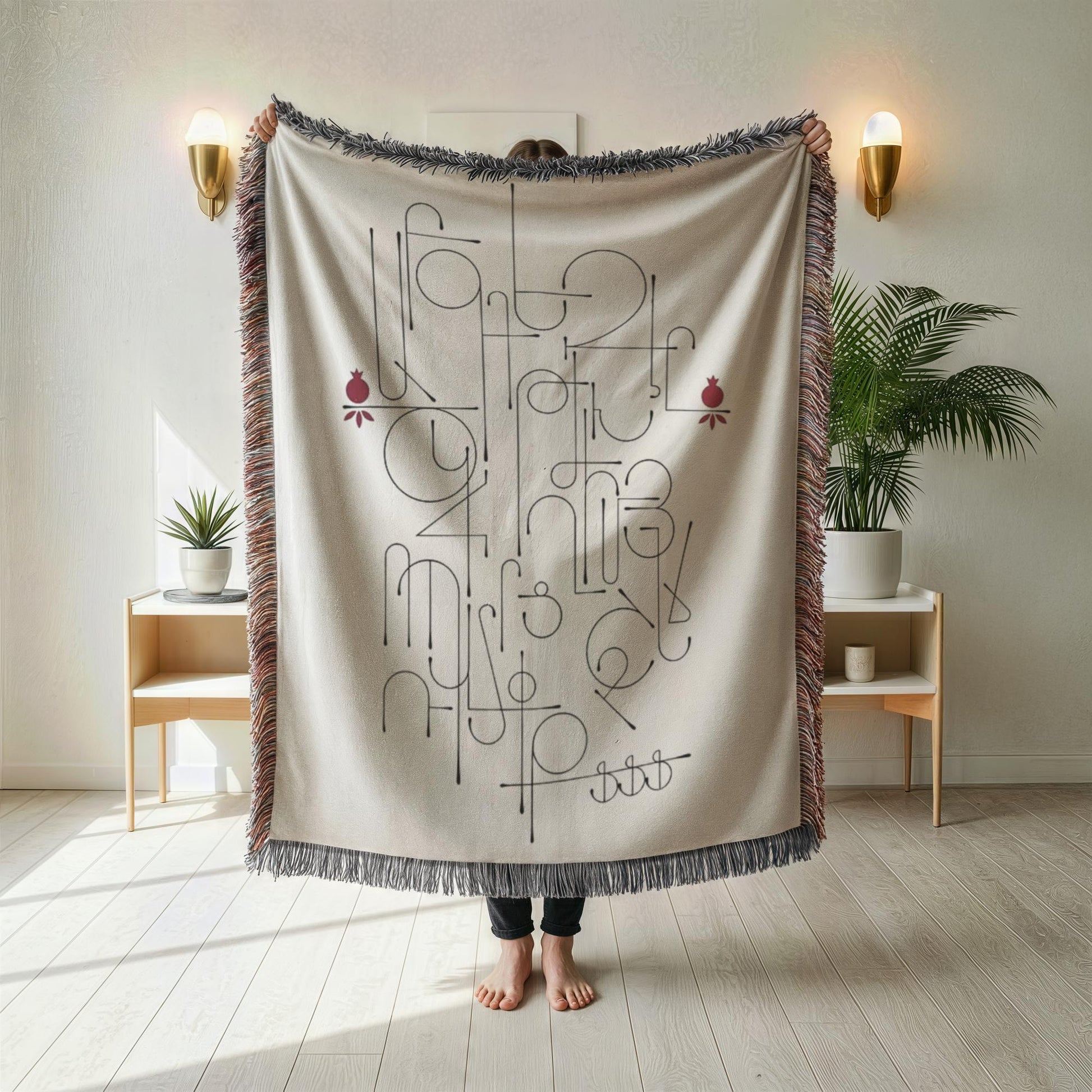 Armenian Alphabet Woven Wall Tapestry – Black, White & Red - timelessbohochic.com