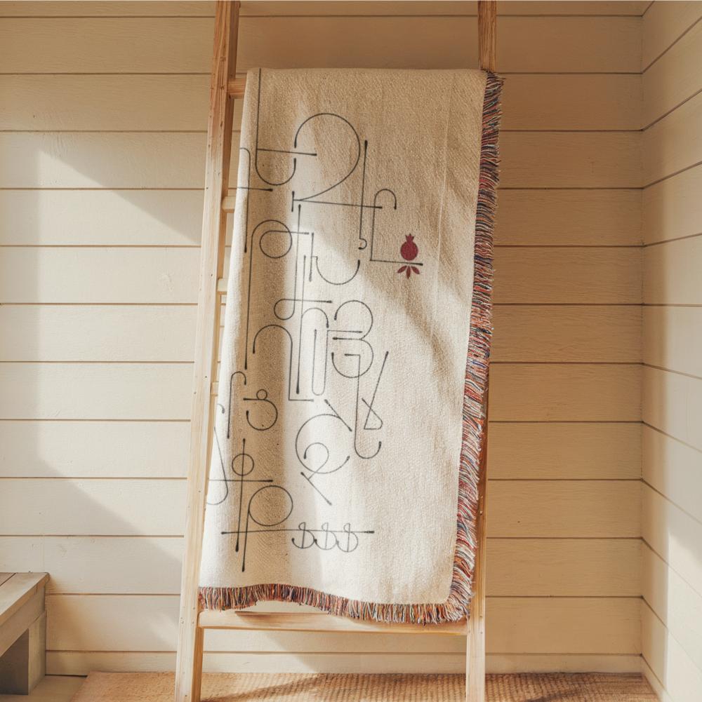 Armenian Alphabet Woven Wall Tapestry – Black, White & Red - timelessbohochic.com
