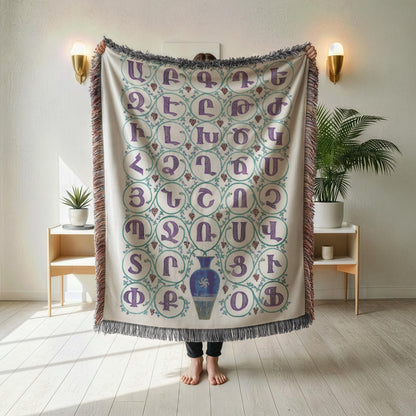 Armenian Alphabet Woven Wall Tapestry – Housewarming Gift