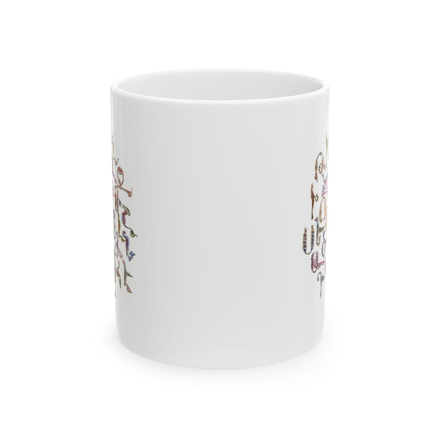 Armenian Birds Alphabet Ceramic Mug, Trshnagir Script, White - timelessbohochic.com