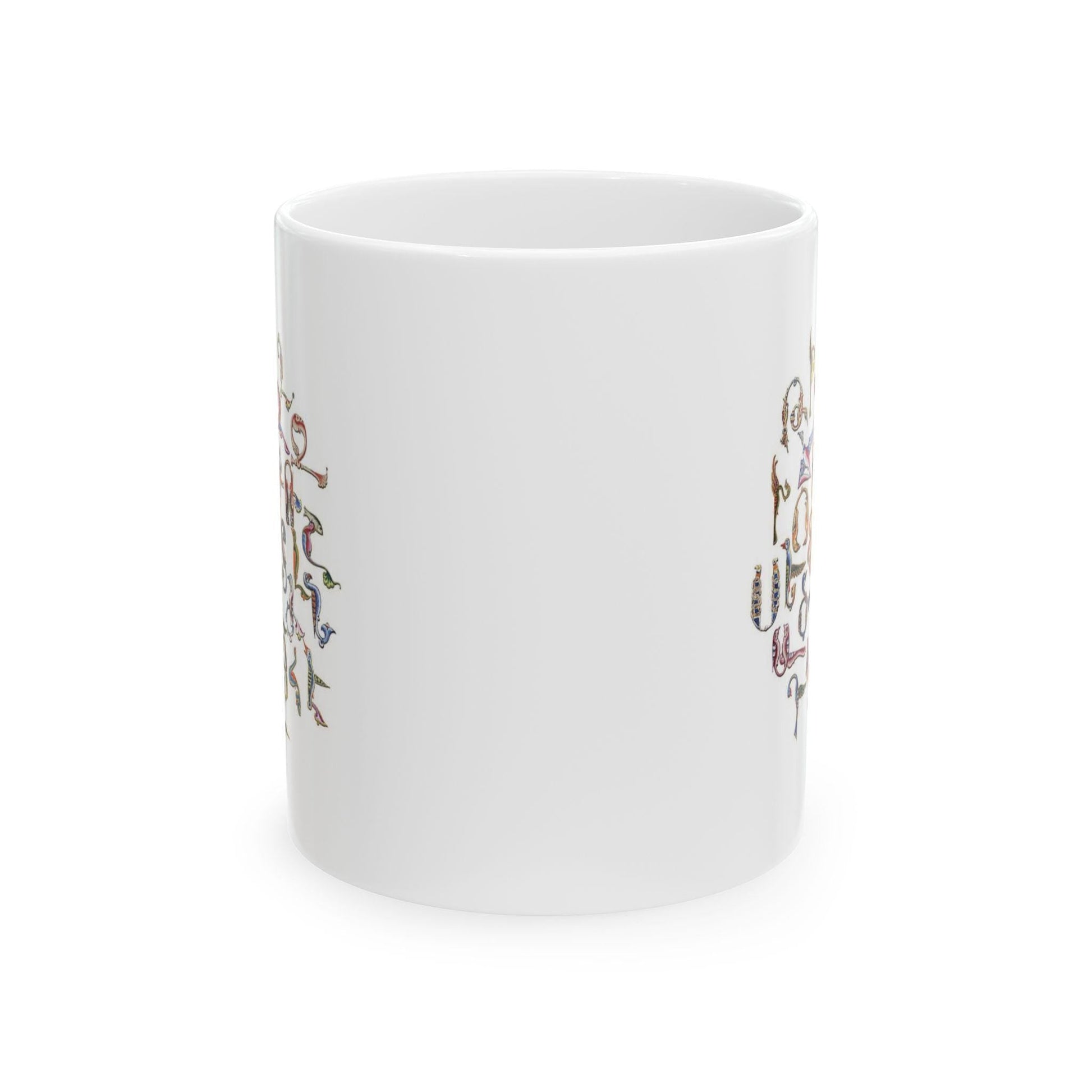 Armenian Birds Alphabet Ceramic Mug, Trshnagir Script, White - timelessbohochic.com