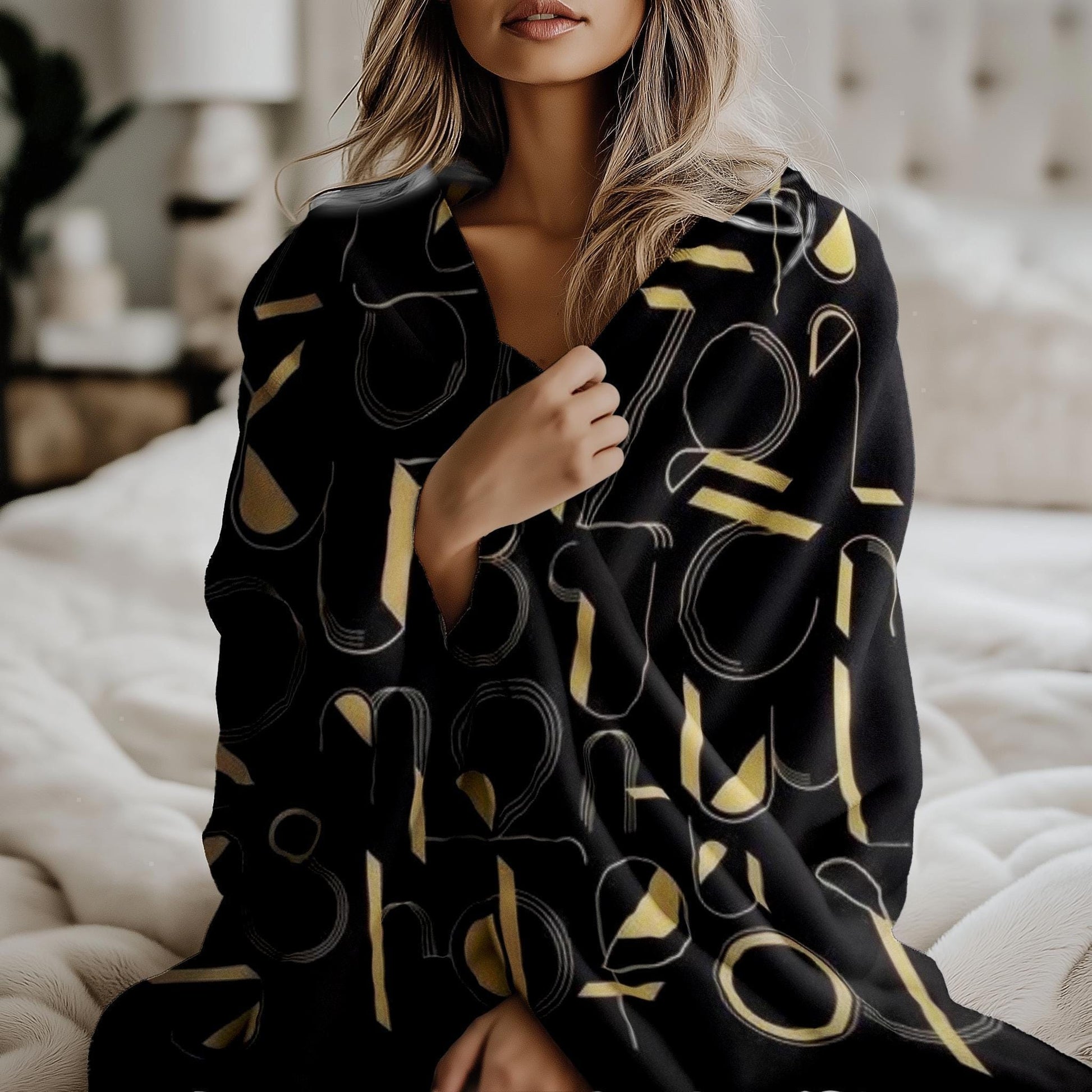 Armenian Black & Gold Alphabet Plush Velveteen Blanket – Diaspora Heritage Gift