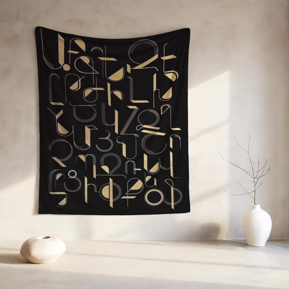 Armenian Black & Gold Alphabet Plush Velveteen Blanket – Diaspora Heritage Gift