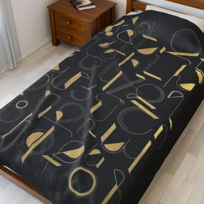 Armenian Black & Gold Alphabet Plush Velveteen Blanket – Diaspora Heritage Gift