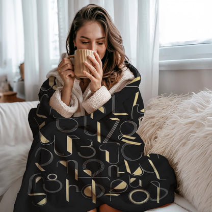 Armenian Black & Gold Alphabet Plush Velveteen Blanket – Diaspora Heritage Gift