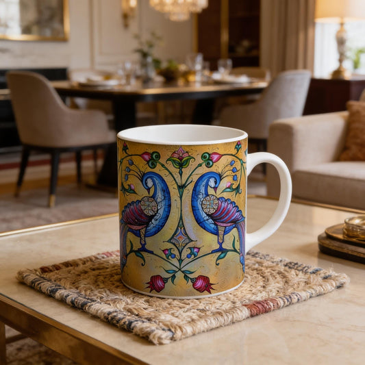 Armenian Blue Bird Ceramic Mug – Diaspora Heritage Gift - timelessbohochic.com