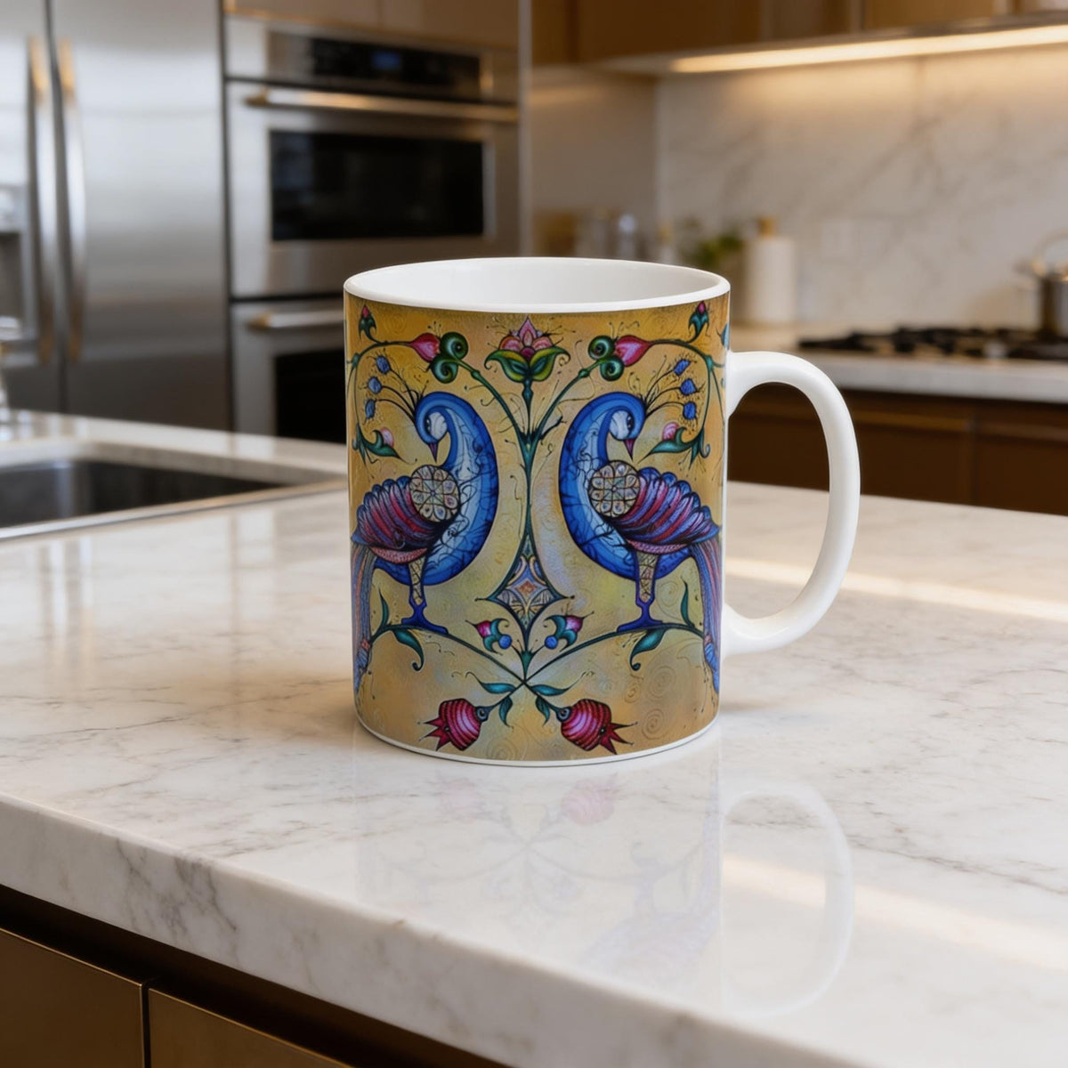 Armenian Blue Bird Ceramic Mug – Diaspora Heritage Gift