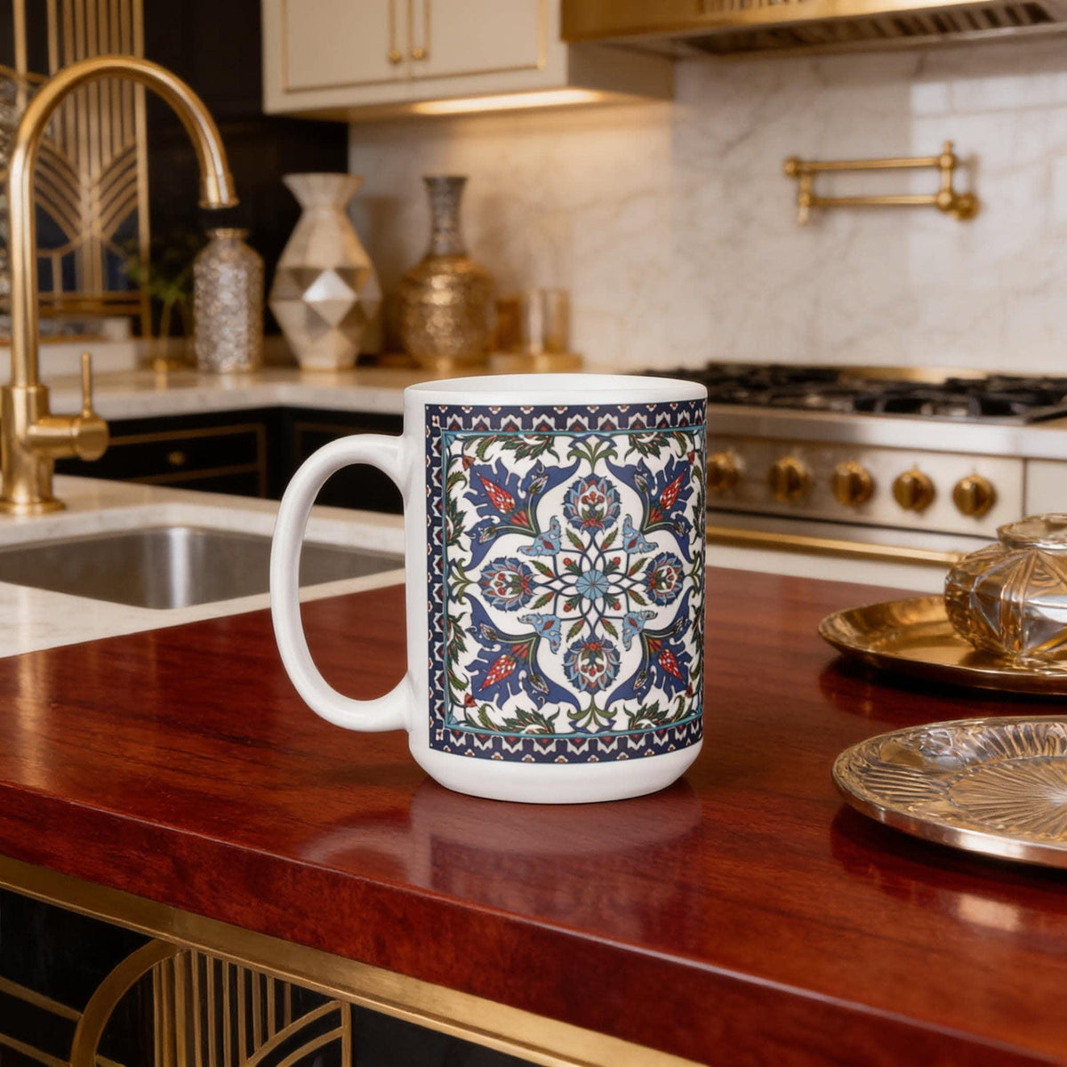 Armenian Blue Monogram Ceramic Mug – Personalised Gift